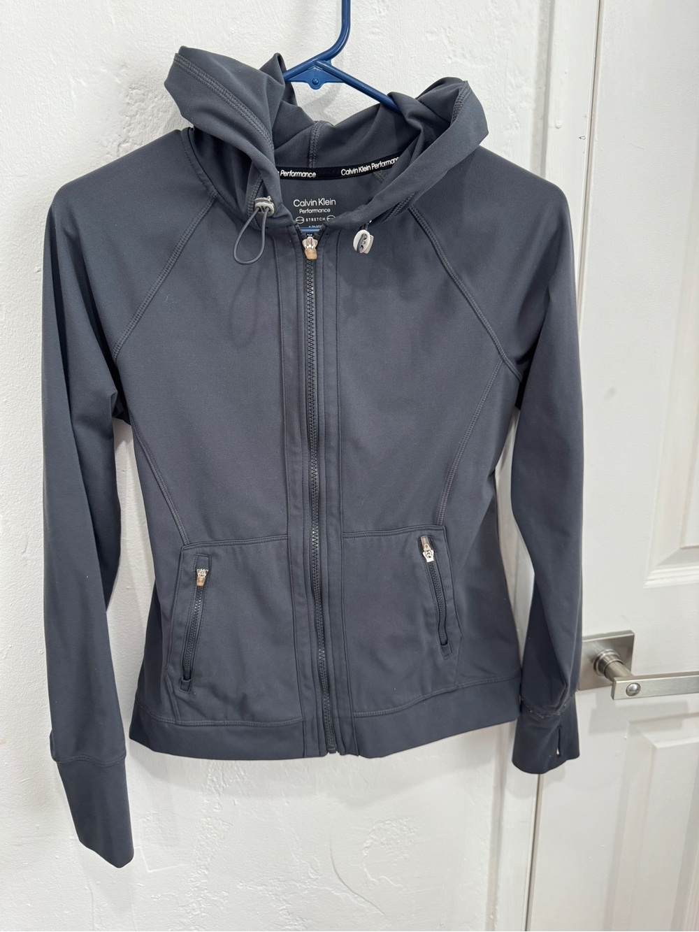 Calvin Klein Performance Women's Dark Gray Hooded Zip Utility Jacket